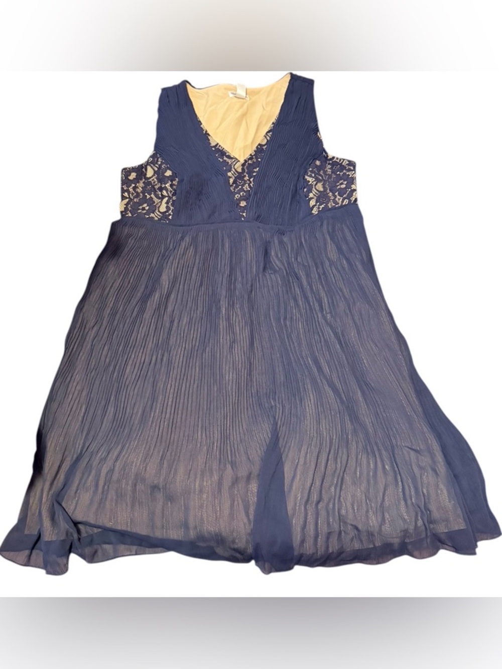 Motherhood Maternity Dress size Medium Lace Blue Knee Length stretch
